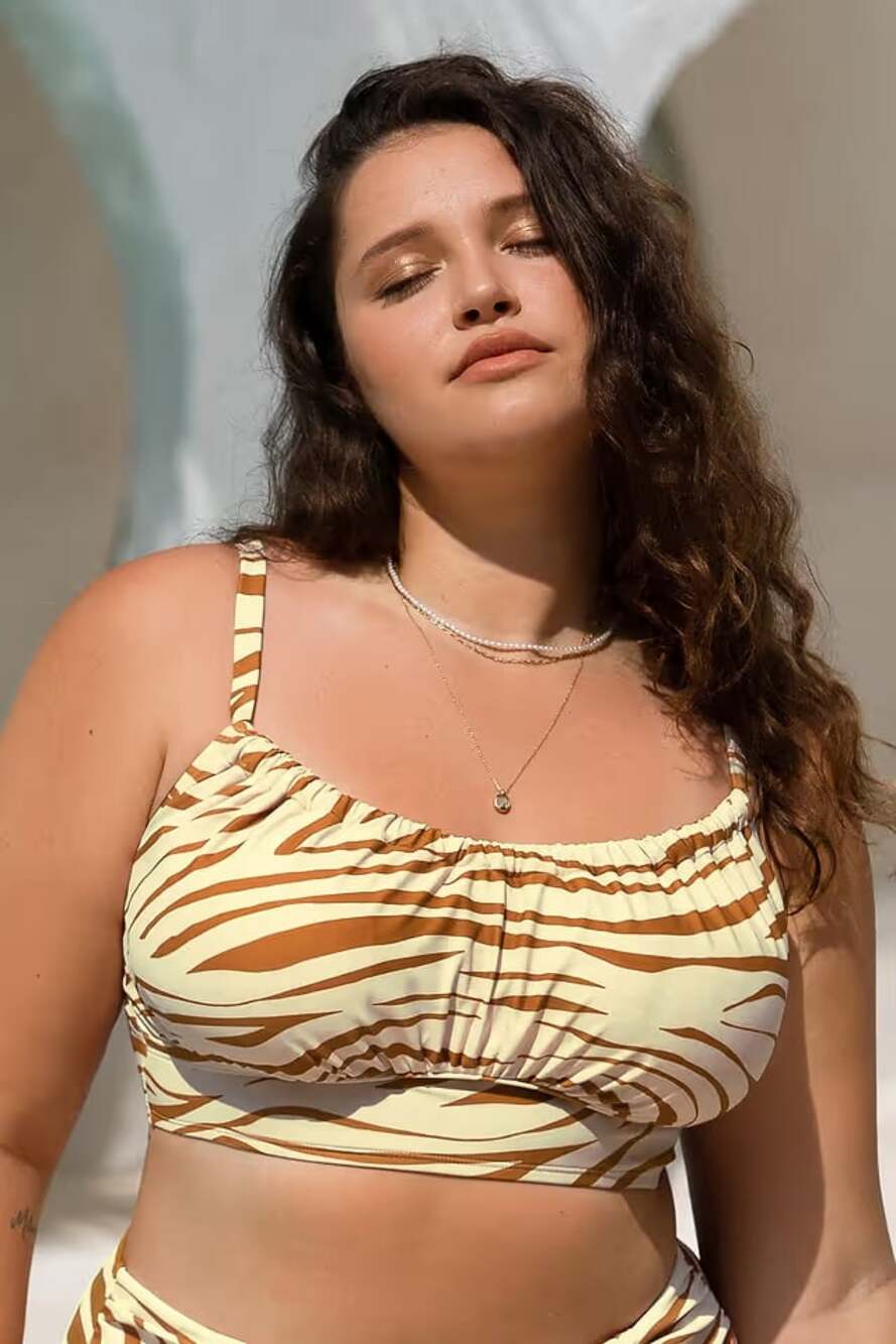 Cupshe Zesty Zebra Scoop Neck Bikini Top, 0X/US 14W